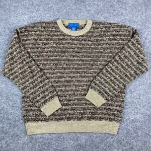 Towncraft Sweater Mens Size L Tan Brown Textured Knit Crewneck Vintage Style